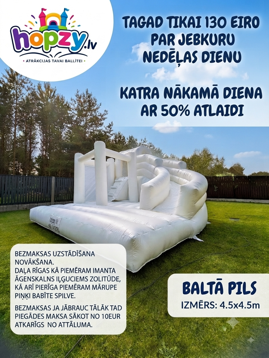White Slide – Baltā Pils piepūšamā atrakcija ar slidkalniņu | Hopzy.lv