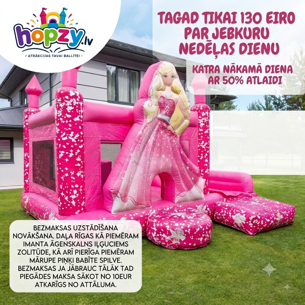Pink Princess – Princešu piepūšamā atrakcija noma | Hopzy.lv