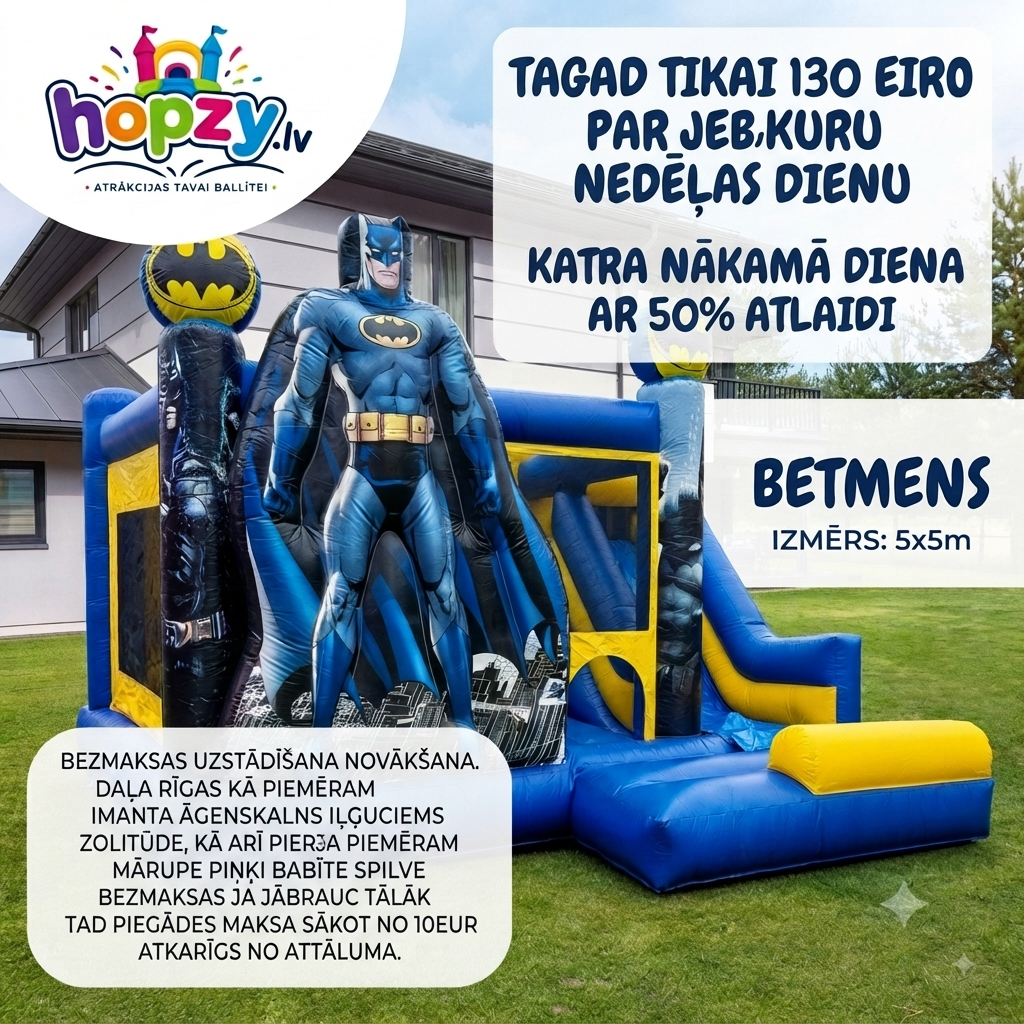 BETMENS – Supervaroņu piepūšamā atrakcija noma | Hopzy.lv