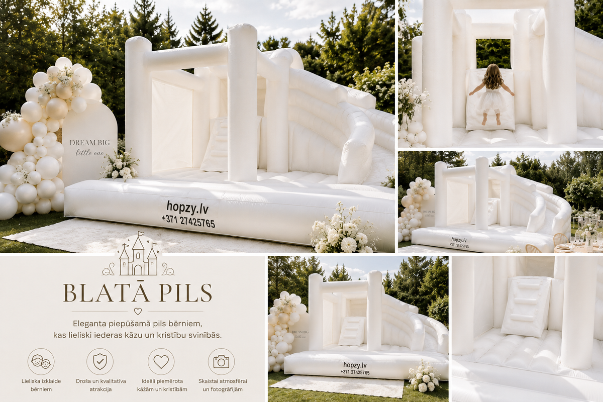 White Slide – Baltā Pils piepūšamā atrakcija ar slidkalniņu | Hopzy.lv