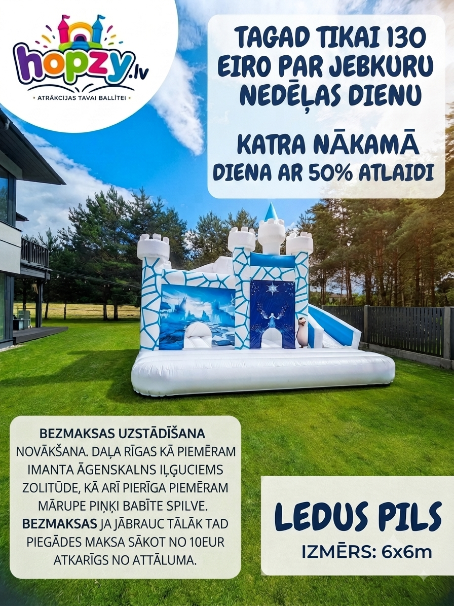 Ice Castle – Piepūšamā atrakcija ar slidkalniņu | Hopzy.lv